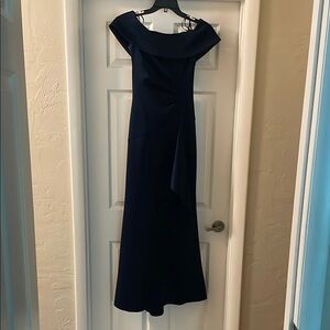 Xscape Navy Off-Shoulder Gown